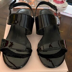 Vaneli Black Patent Double-Strap Ankle Sandals